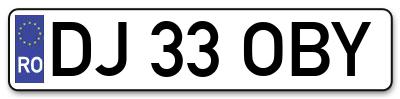 Placuta inmatriculare numar auto  DJ-33-OBY, DJ 33 OBY, DJ33OBY