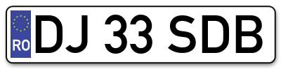 Placuta inmatriculare numar auto  DJ-33-SDB, DJ 33 SDB, DJ33SDB