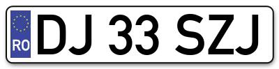 Placuta inmatriculare numar auto  DJ-33-SZJ, DJ 33 SZJ, DJ33SZJ