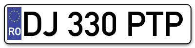 Placuta inmatriculare numar auto  DJ-330-PTP, DJ 330 PTP, DJ330PTP