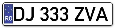 Placuta inmatriculare numar auto  DJ-333-ZVA, DJ 333 ZVA, DJ333ZVA