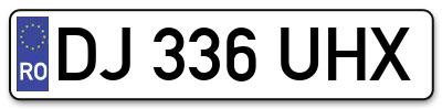 Placuta inmatriculare numar auto  DJ-336-UHX, DJ 336 UHX, DJ336UHX