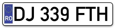 Placuta inmatriculare numar auto  DJ-339-FTH, DJ 339 FTH, DJ339FTH