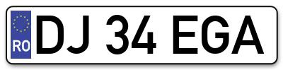 Placuta inmatriculare numar auto  DJ-34-EGA, DJ 34 EGA, DJ34EGA