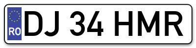 Placuta inmatriculare numar auto  DJ-34-HMR, DJ 34 HMR, DJ34HMR