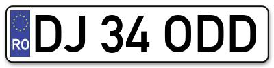 Placuta inmatriculare numar auto  DJ-34-ODD, DJ 34 ODD, DJ34ODD