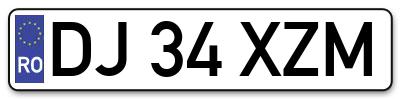 Placuta inmatriculare numar auto  DJ-34-XZM, DJ 34 XZM, DJ34XZM