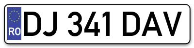 Placuta inmatriculare numar auto  DJ-341-DAV, DJ 341 DAV, DJ341DAV