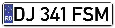 Placuta inmatriculare numar auto  DJ-341-FSM, DJ 341 FSM, DJ341FSM