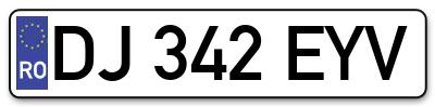 Placuta inmatriculare numar auto  DJ-342-EYV, DJ 342 EYV, DJ342EYV