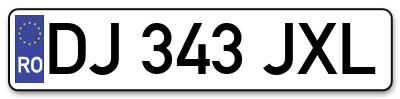 Placuta inmatriculare numar auto  DJ-343-JXL, DJ 343 JXL, DJ343JXL