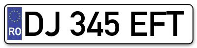 Placuta inmatriculare numar auto  DJ-345-EFT, DJ 345 EFT, DJ345EFT