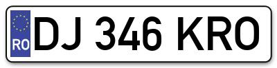 Placuta inmatriculare numar auto  DJ-346-KRO, DJ 346 KRO, DJ346KRO