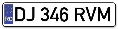 Placuta inmatriculare numar auto  DJ-346-RVM, DJ 346 RVM, DJ346RVM