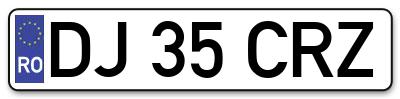 Placuta inmatriculare numar auto  DJ-35-CRZ, DJ 35 CRZ, DJ35CRZ