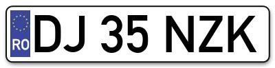 Placuta inmatriculare numar auto  DJ-35-NZK, DJ 35 NZK, DJ35NZK