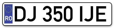 Placuta inmatriculare numar auto  DJ-350-IJE, DJ 350 IJE, DJ350IJE