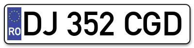 Placuta inmatriculare numar auto  DJ-352-CGD, DJ 352 CGD, DJ352CGD