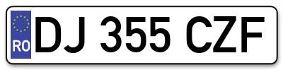 Placuta inmatriculare numar auto  DJ-355-CZF, DJ 355 CZF, DJ355CZF