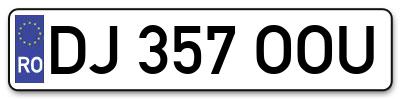 Placuta inmatriculare numar auto  DJ-357-OOU, DJ 357 OOU, DJ357OOU