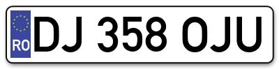 Placuta inmatriculare numar auto  DJ-358-OJU, DJ 358 OJU, DJ358OJU
