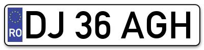 Placuta inmatriculare numar auto  DJ-36-AGH, DJ 36 AGH, DJ36AGH