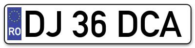 Placuta inmatriculare numar auto  DJ-36-DCA, DJ 36 DCA, DJ36DCA