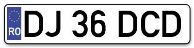 Placuta inmatriculare numar auto  DJ-36-DCD, DJ 36 DCD, DJ36DCD