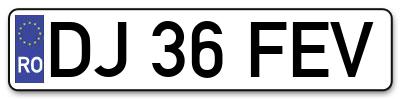 Placuta inmatriculare numar auto  DJ-36-FEV, DJ 36 FEV, DJ36FEV