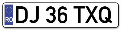 Placuta inmatriculare numar auto  DJ-36-TXQ, DJ 36 TXQ, DJ36TXQ