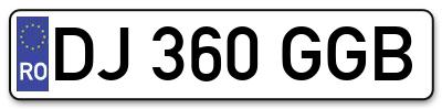 Placuta inmatriculare numar auto  DJ-360-GGB, DJ 360 GGB, DJ360GGB