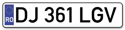 Placuta inmatriculare numar auto  DJ-361-LGV, DJ 361 LGV, DJ361LGV