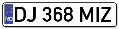 Placuta inmatriculare numar auto  DJ-368-MIZ, DJ 368 MIZ, DJ368MIZ
