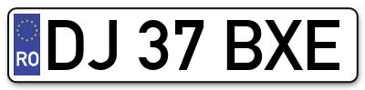 Placuta inmatriculare numar auto  DJ-37-BXE, DJ 37 BXE, DJ37BXE