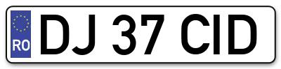 Placuta inmatriculare numar auto  DJ-37-CID, DJ 37 CID, DJ37CID