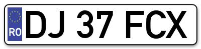 Placuta inmatriculare numar auto  DJ-37-FCX, DJ 37 FCX, DJ37FCX