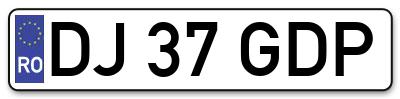 Placuta inmatriculare numar auto  DJ-37-GDP, DJ 37 GDP, DJ37GDP