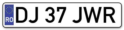 Placuta inmatriculare numar auto  DJ-37-JWR, DJ 37 JWR, DJ37JWR