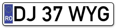 Placuta inmatriculare numar auto  DJ-37-WYG, DJ 37 WYG, DJ37WYG