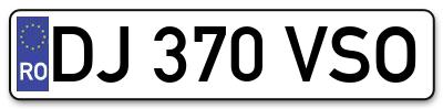 Placuta inmatriculare numar auto  DJ-370-VSO, DJ 370 VSO, DJ370VSO