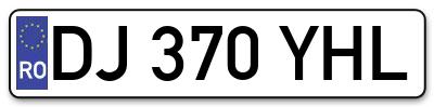 Placuta inmatriculare numar auto  DJ-370-YHL, DJ 370 YHL, DJ370YHL
