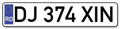 Placuta inmatriculare numar auto  DJ-374-XIN, DJ 374 XIN, DJ374XIN