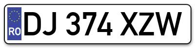 Placuta inmatriculare numar auto  DJ-374-XZW, DJ 374 XZW, DJ374XZW