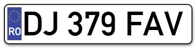 Placuta inmatriculare numar auto  DJ-379-FAV, DJ 379 FAV, DJ379FAV