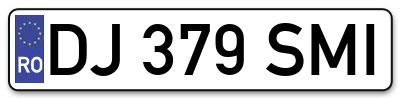 Placuta inmatriculare numar auto  DJ-379-SMI, DJ 379 SMI, DJ379SMI