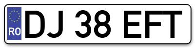 Placuta inmatriculare numar auto  DJ-38-EFT, DJ 38 EFT, DJ38EFT