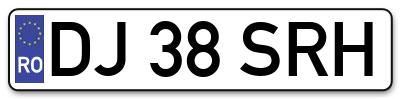 Placuta inmatriculare numar auto  DJ-38-SRH, DJ 38 SRH, DJ38SRH