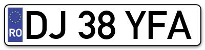 Placuta inmatriculare numar auto  DJ-38-YFA, DJ 38 YFA, DJ38YFA