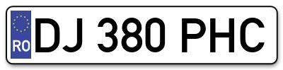 Placuta inmatriculare numar auto  DJ-380-PHC, DJ 380 PHC, DJ380PHC
