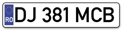 Placuta inmatriculare numar auto  DJ-381-MCB, DJ 381 MCB, DJ381MCB